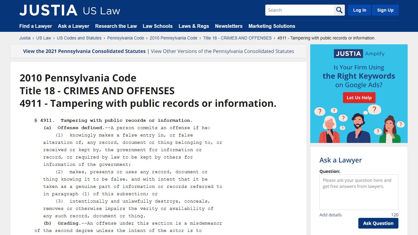 4911 - Tampering with public records or information. - Justia Law