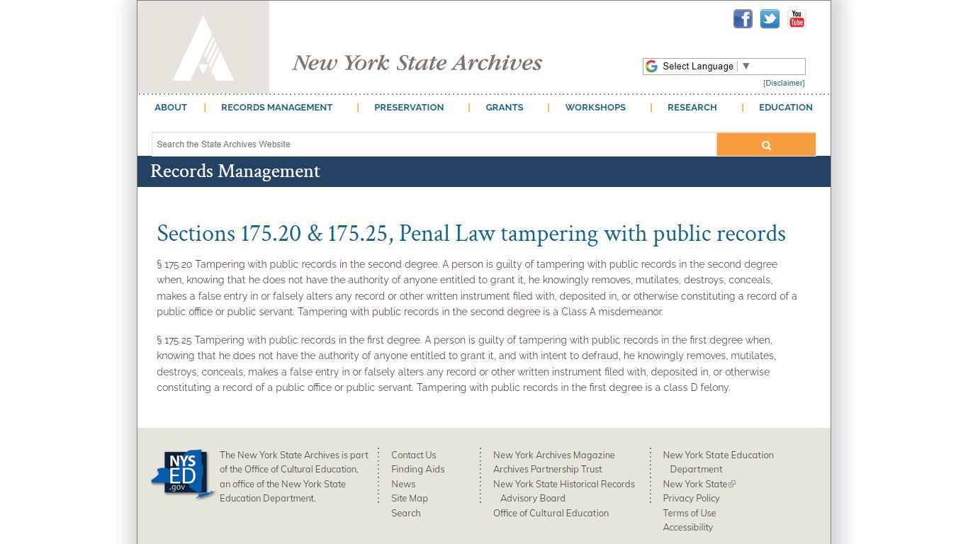 Sections 175.20 & 175.25, Penal Law tampering with public records